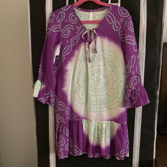 CoolChange Kids Girls Dress/Coverup in Purple/Green Boho Print.Size 6. - Picture 1 of 6
